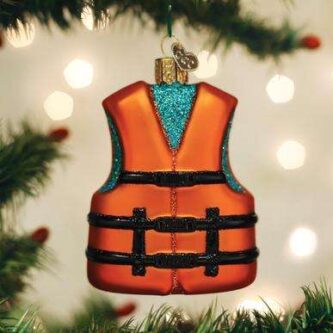 Old World Christmas Blown Glass Life Jacket Ornament