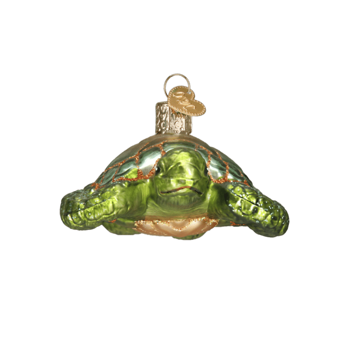 Old World Christmas Blown Glass Green Sea Turtle Ornament