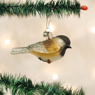 Old World Christmas Blown Glass Black-capped Chickadee Ornament