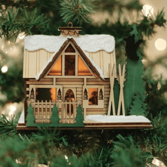 Ginger Cottages Santa's Ski Lodge Ornament