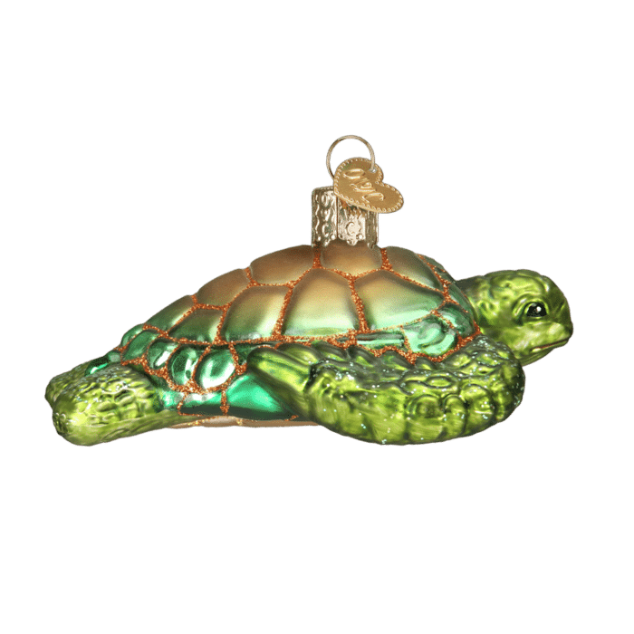 Old World Christmas Blown Glass Green Sea Turtle Ornament