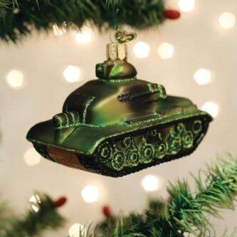 Old World Christmas Blown Glass Military Tank Ornament