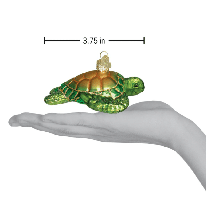 Old World Christmas Blown Glass Green Sea Turtle Ornament