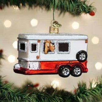 Old World Christmas Blown Glass Horse Trailer Ornament