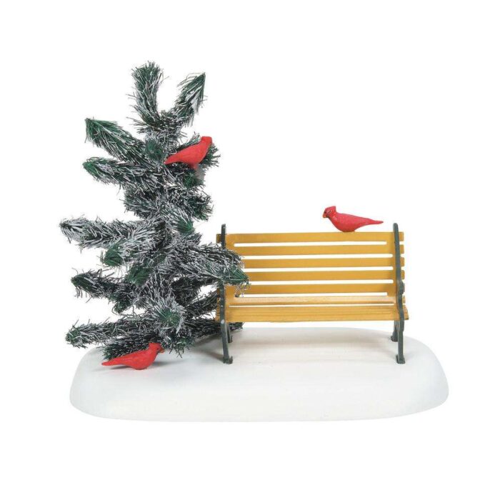 Dept 56 Snow Village Cardinal Christmas Bench