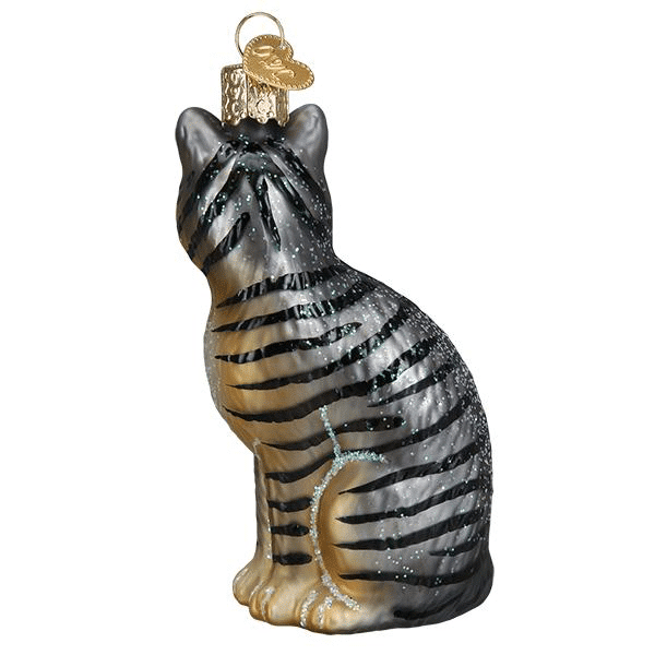 Old World Christmas Blown Glass Tabby Cat Ornament