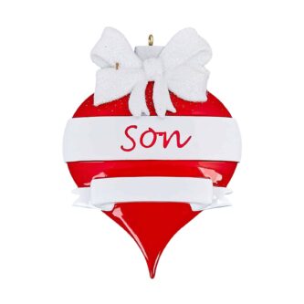 Red Ornament White Bow Son Personalized Ornament
