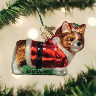 Holly Hat Corgi Puppy Ornament Old World Christmas