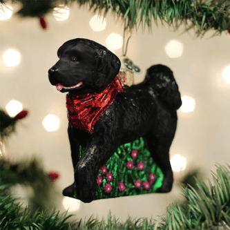 Old World Christmas Blown Glass Black Doodle Dog Ornament