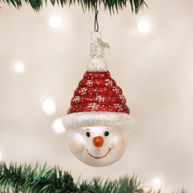 Old World Christmas Blown Glass Glistening Candy Coil Snowman Ornament