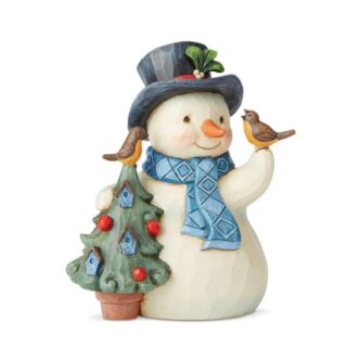 Jim Shore Pint Sized Snowman with Tree And Birds