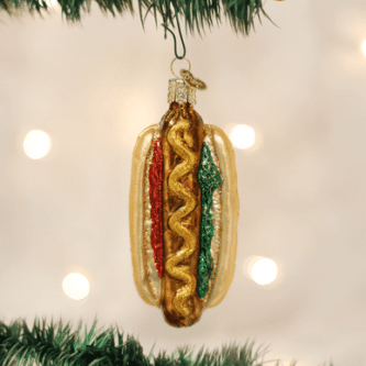 Old World Christmas Blown Glass Hot Dog Ornament