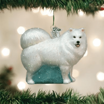 Old World Christmas Blown Glass Samoyed Dog Ornament