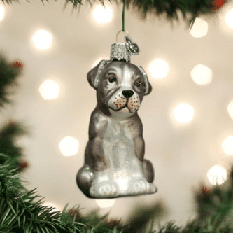Old World Christmas Blown Glass Pitbull Pup Ornament