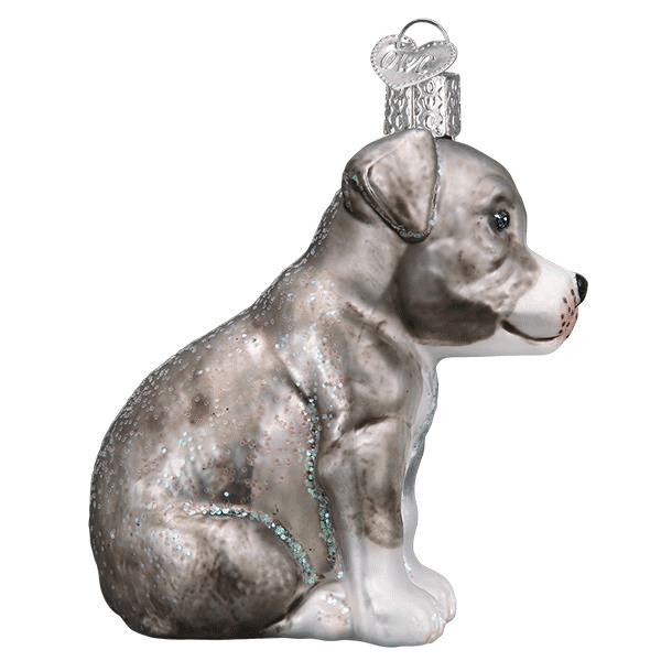 Old World Christmas Blown Glass Pitbull Pup Ornament