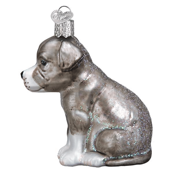 Old World Christmas Blown Glass Pitbull Pup Ornament