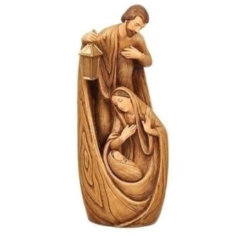 Holy Family Natural Wood Hand Carved Look