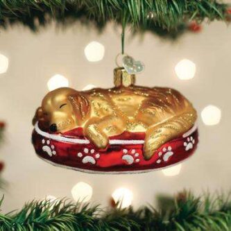 Old World Christmas Blown Glass Sleepy Golden Retriever Ornament