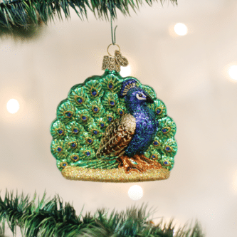 Old World Christmas Blown Glass Proud Peacock Ornament