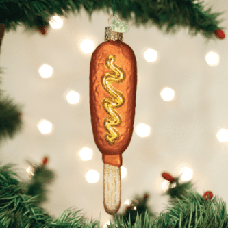 Old World Christmas Blown Glass Corn Dog Ornament