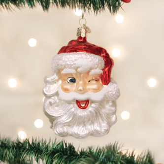 Old World Christmas Blown Glass Winking Santa Ornament
