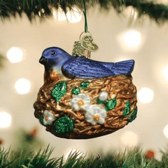 Old World Christmas Blown Glass Bird in Nest Ornament