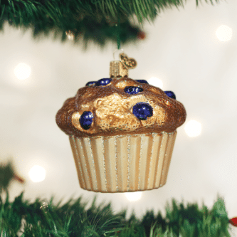 Old World Christmas Blown Glass Blueberry Muffin Ornament