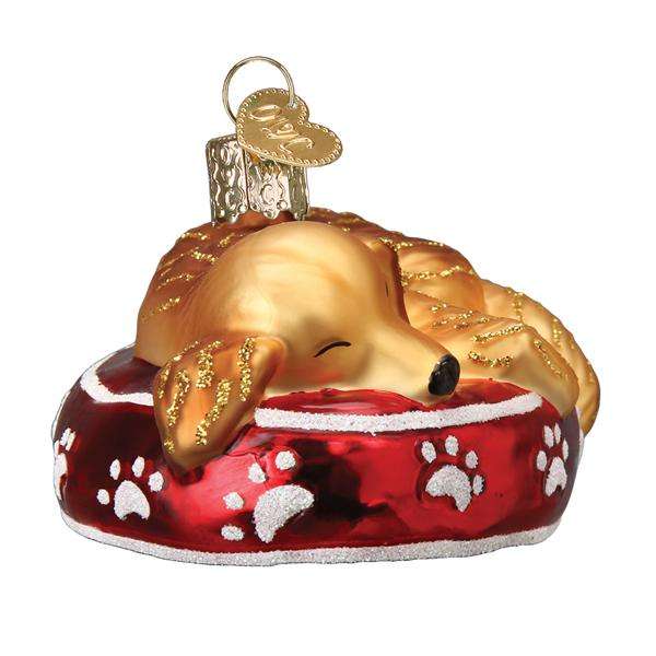 Old World Christmas Blown Glass Sleepy Golden Retriever Ornament