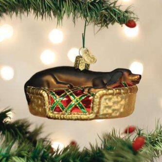 Old World Christmas Blown Glass Sleepy Dachshund Ornament
