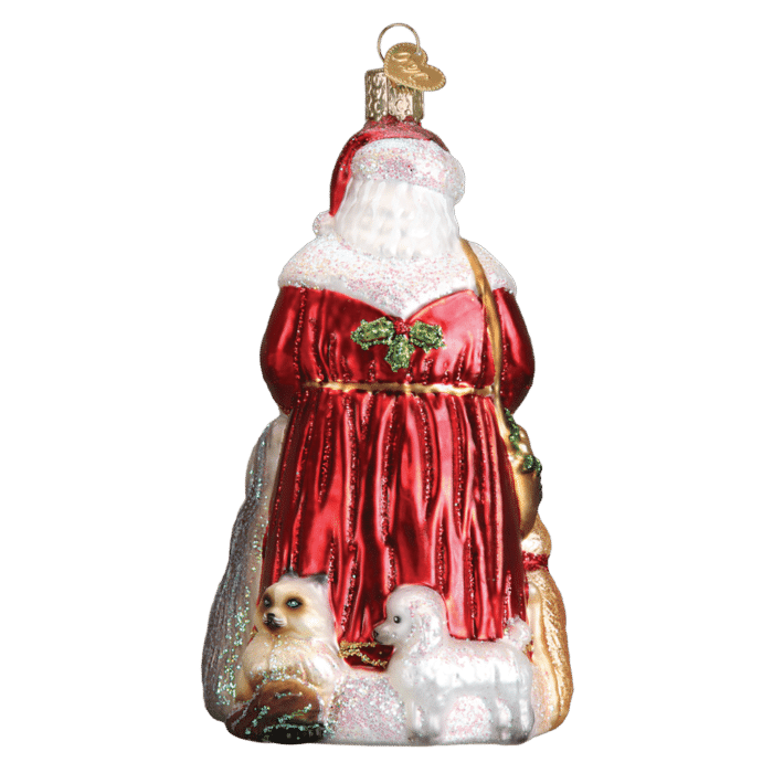 Old World Christmas Blown Glass Santa's Furry Friends Ornament
