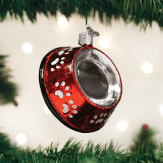 Old World Christmas Blown Glass Dog Bowl Ornament
