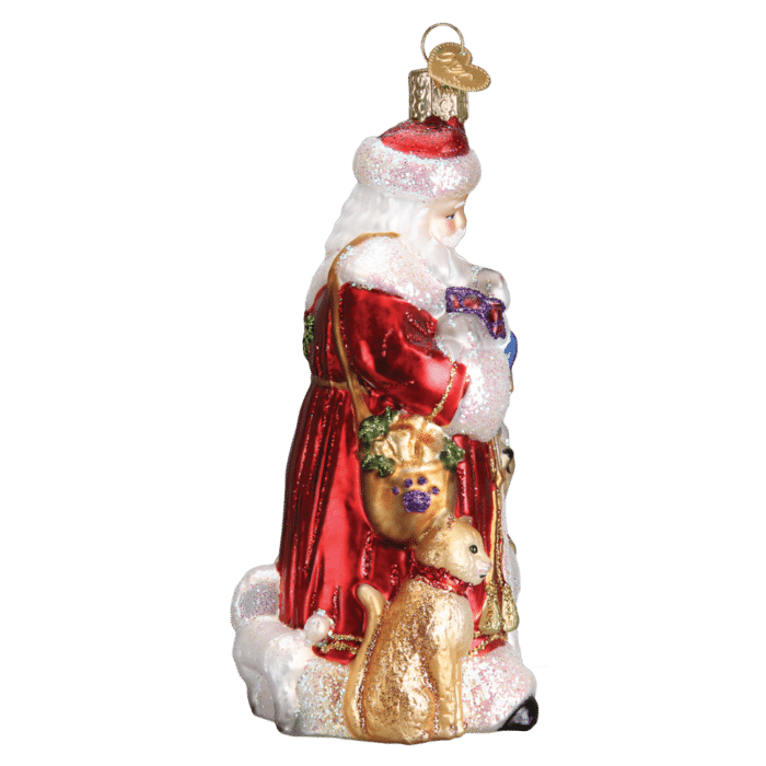 Old World Christmas Blown Glass Santa's Furry Friends Ornament