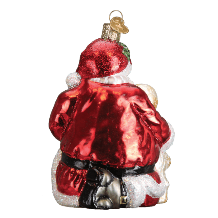 Old World Christmas Blown Glass Santa's Puppy Love Ornament