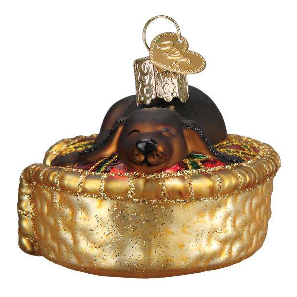 Old World Christmas Blown Glass Sleepy Dachshund Ornament