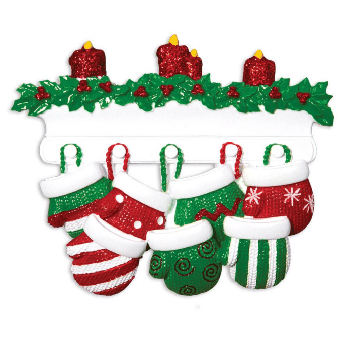 Red & Green Mitten Family Ornaments