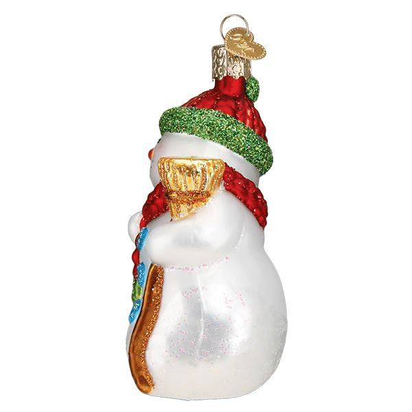 Old World Christmas Blown Glass Snowman with Broom Ornament