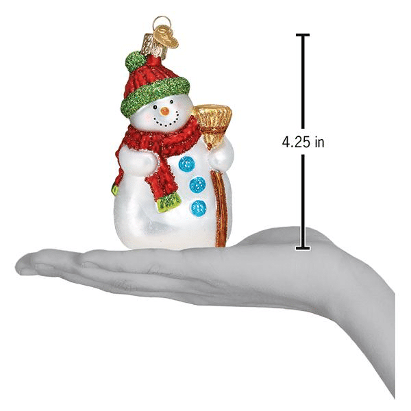 Old World Christmas Blown Glass Snowman with Broom Ornament