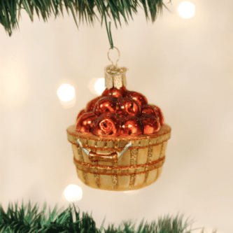 Old World Christmas Blown Glass Apple Basket Ornament