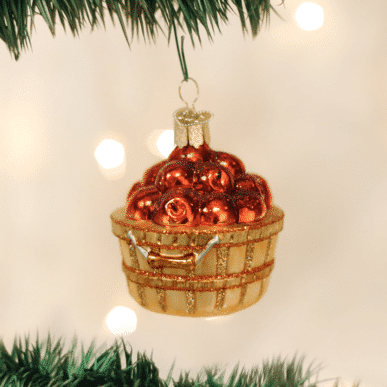 Old World Christmas Blown Glass Apple Basket Ornament