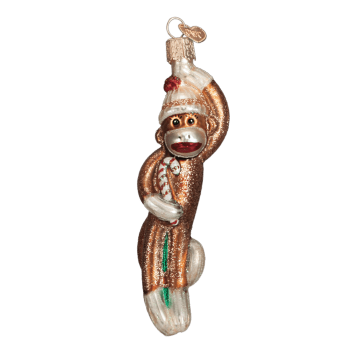 Old World Christmas Blown Glass Sock Monkey Ornament