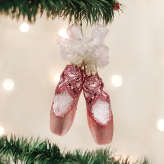 Old World Christmas Blown Glass Pair of Ballet Slippers Ornament