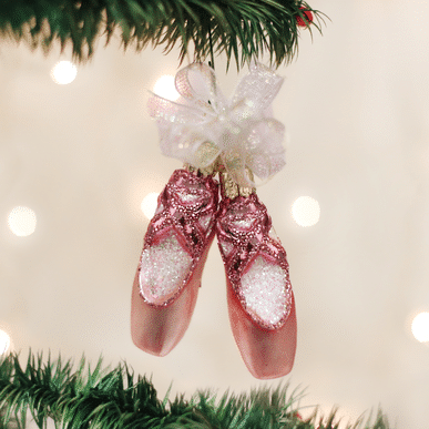 Old World Christmas Blown Glass Pair of Ballet Slippers Ornament