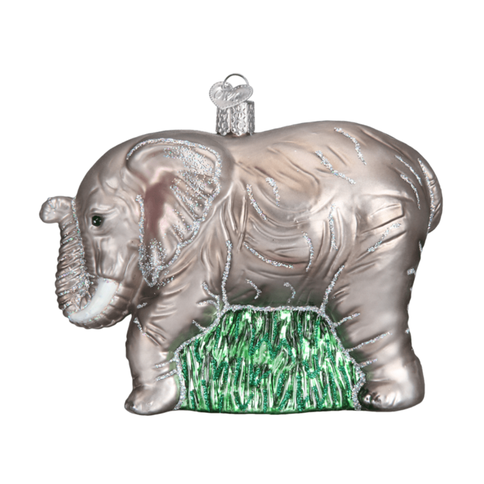 Old World Christmas Blown Glass Large Elephant Ornament