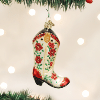 Old World Christmas Blown Glass Christmas Cowgirl Boot Ornament