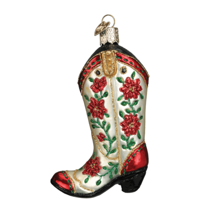 Old World Christmas Blown Glass Christmas Cowgirl Boot Ornament