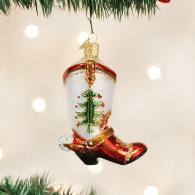 Old World Christmas Blown Glass Christmas Cowboy Boot Ornament