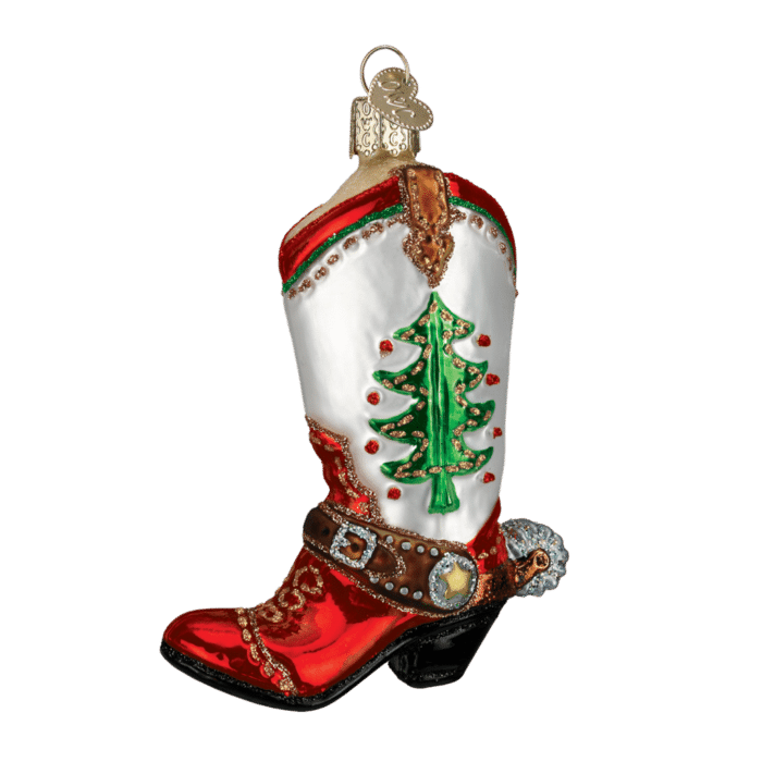 Old World Christmas Blown Glass Christmas Cowboy Boot Ornament