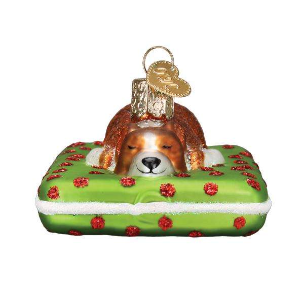Old World Christmas Blown Glass Sleepy Corgi Ornament