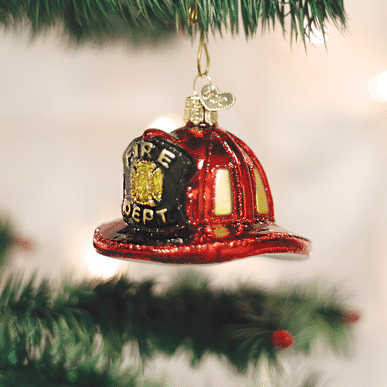 Old World Christmas Blown Glass Firemans Helmet Ornament