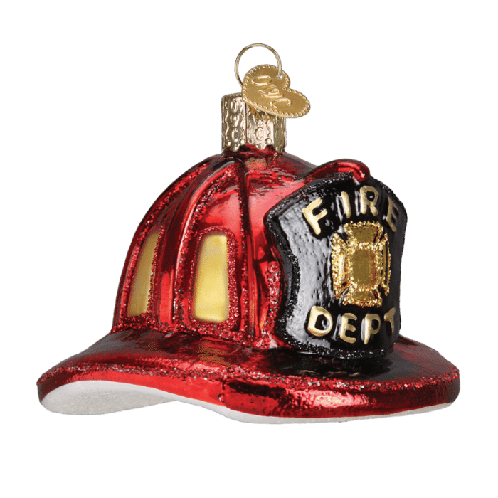 Old World Christmas Blown Glass Firemans Helmet Ornament